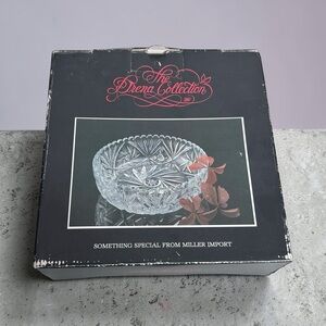 Vintage Irena Polish Crystal Round Fruit Bowl Hand Cut 10” Pointed Star #8914